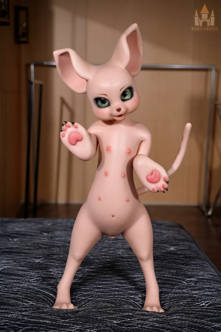100CM Fur Fapdolls Cream Mouse Furry Silicone Doll